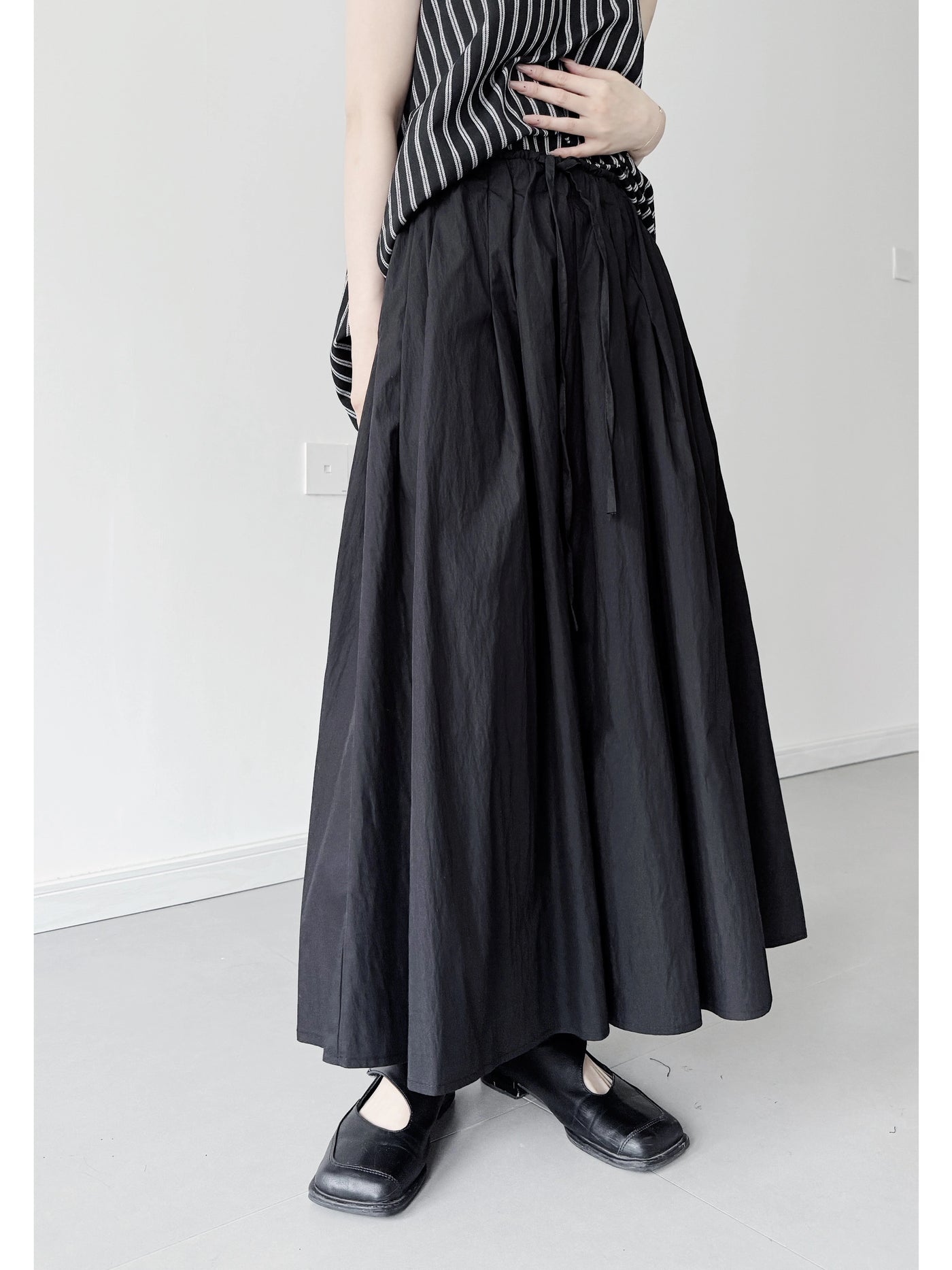 Women Summer Casual Cotton Elastic Waist A-Line Skirt