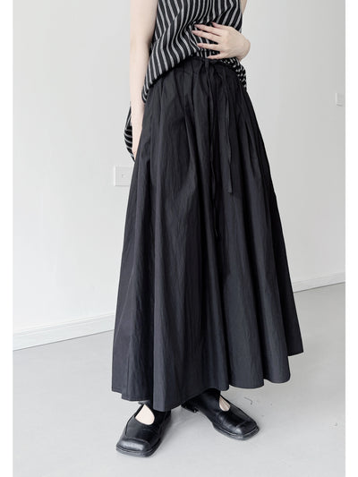 Women Summer Casual Cotton Elastic Waist A-Line Skirt