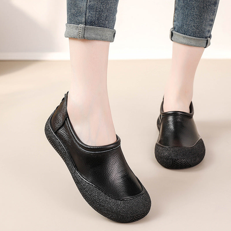 Top Genuine Leather Casual Soft Sole Round Toe Flats Shoes