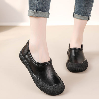 Top Genuine Leather Casual Soft Sole Round Toe Flats Shoes