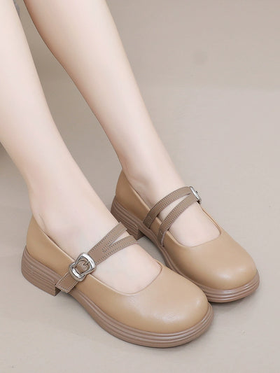 Babakud Sheepskin Leather Plus Size Shallow Single-Strap Sandals