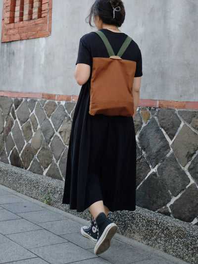 Babakud Vintage Cotton Colorblock Magnetic Closure Backpack