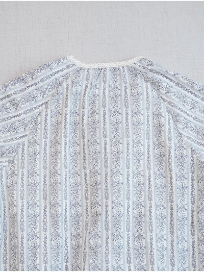 Summer Retro Cotton Round Neck Floral Loose T-Shirt