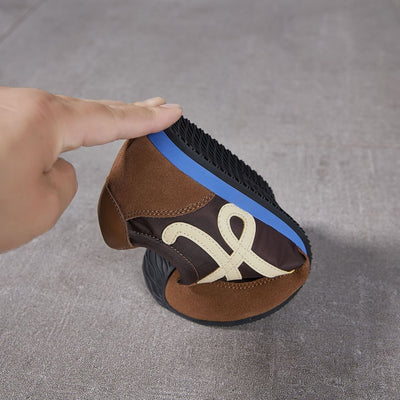 Women Sports Sheepskin Leather Patchwork Soft Sole Sneakers