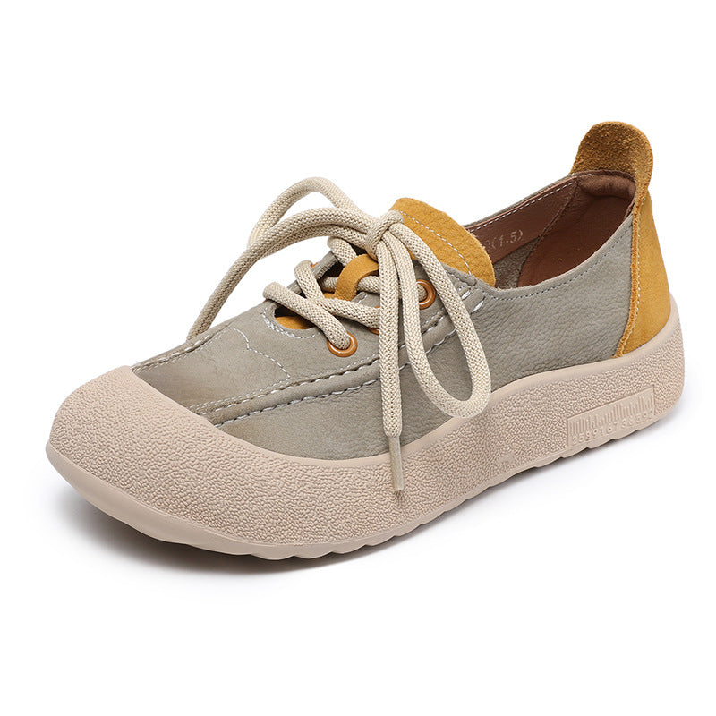 Stylish Soft Sole Color Block Lace-Up Casual Shoes for Women