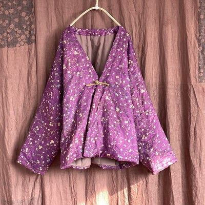 Women Chinese Style Vintage Printed Cotton Linen Coat