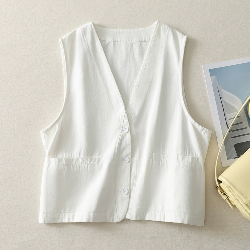 Autumn Casual Cotton Fashionable V-Neck Sleeveless Vest