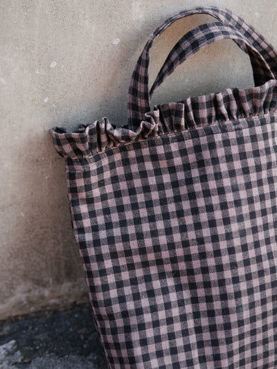 Babakud Vintage Cotton Gingham Bag Small Plaid Hand Carry Purse