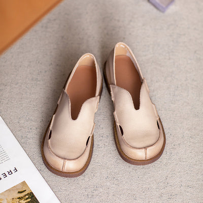 Babakud Retro Soft Comfy Minimalist Low Heel Leather Slip-Ons