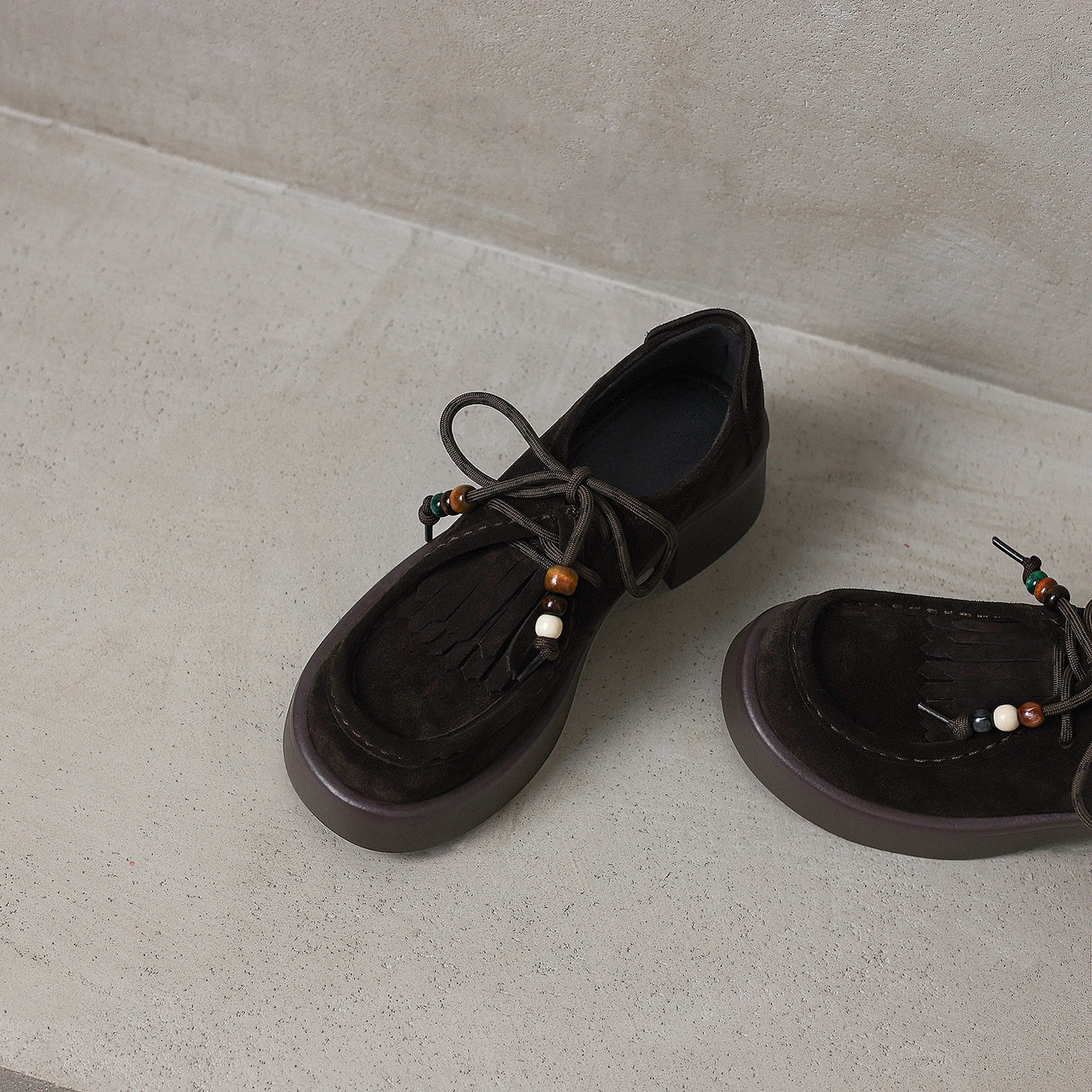 Women Casual Genuine Leather Lace-Up Loafer Flat Shoes