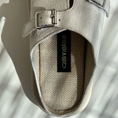 Women Retro Leather Sueded Closed Toe Cut Out Slip On Shoes