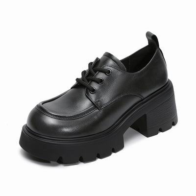 Women Autumn Leather Soft Sole Platform Casual Loafer Shoes