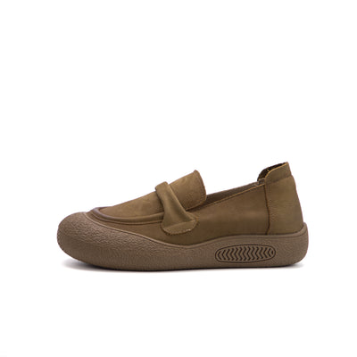 Women Retro Casual Thick Sole Durable Leather Loafers
