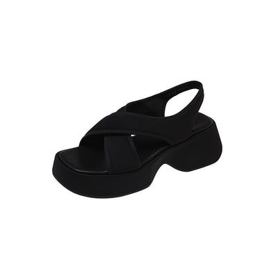 Summer Comfortable Lycra Platform Crossover Strap Sandals