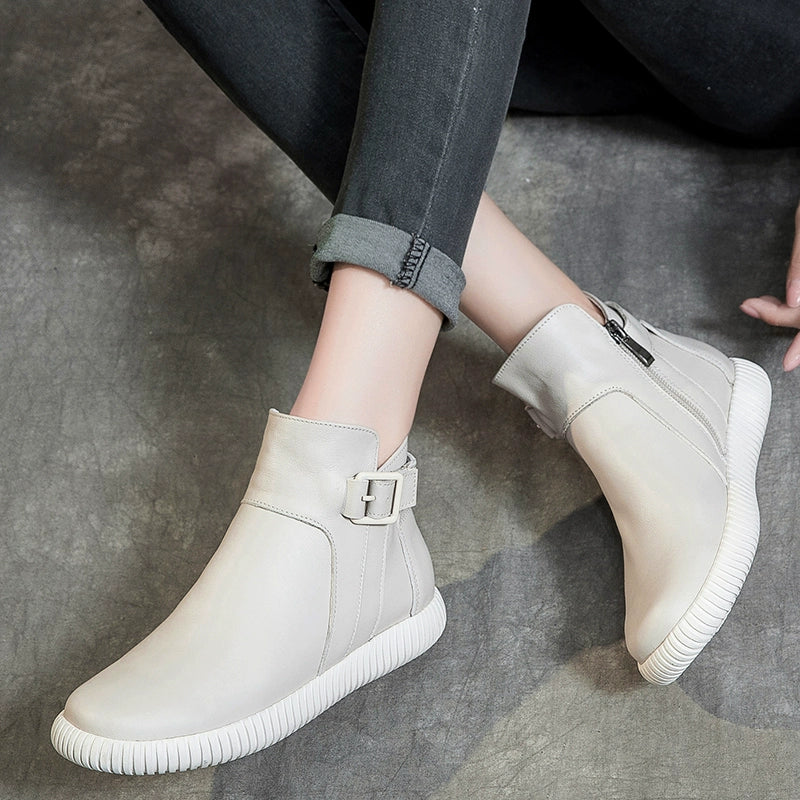 Women Autumn Genuine Leather Casual Versatile Soft Sole Boots