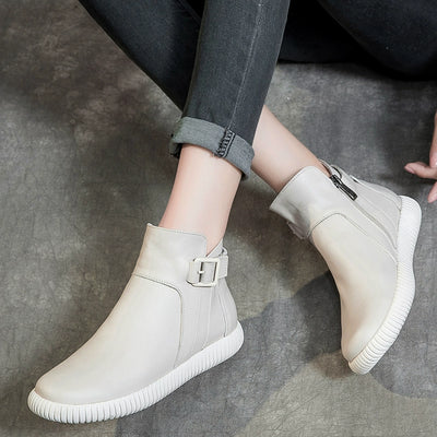 Women Autumn Genuine Leather Casual Versatile Soft Sole Boots