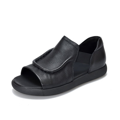 Babakud Retro Leather Open Toe Casual Elastic Sandals