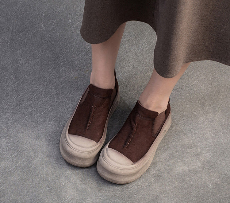 Women Spring Old-Fashioned Retro Comfortable Platform Slip-Ons