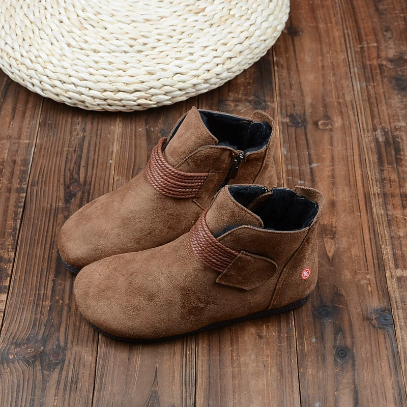 Women Retro Versatile Flat Lightweight Suede Ankle Boots