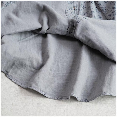 Women Spring Floral Loose Lace Long-Sleeved Cotton Shirt
