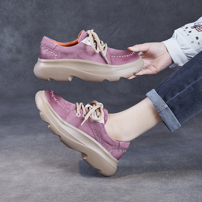 Fashion Lightweight Thick Soled Lace-Up Casual Shoes for Women