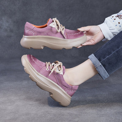 Fashion Lightweight Thick Soled Lace-Up Casual Shoes for Women