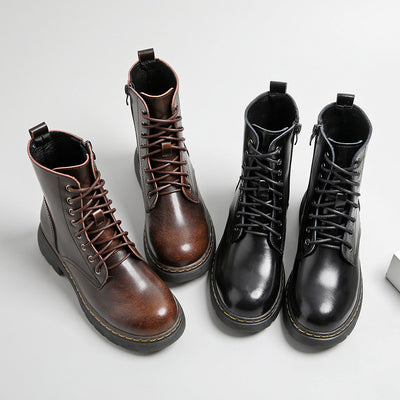 Ladies Vintage Fashion Lace-Up Thick Soled Martin Boots