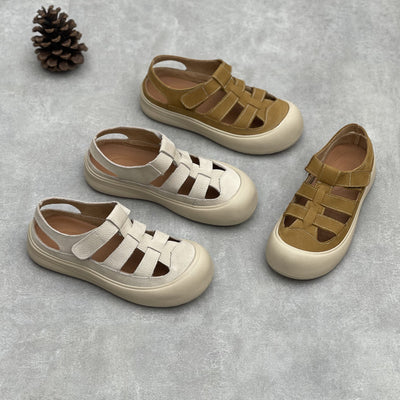 Casual Hollow Breathable Soft Leather Sandals for Women