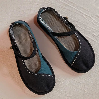 Comfortable Contrast Color Flat Cloth Casual Shoes for Women
