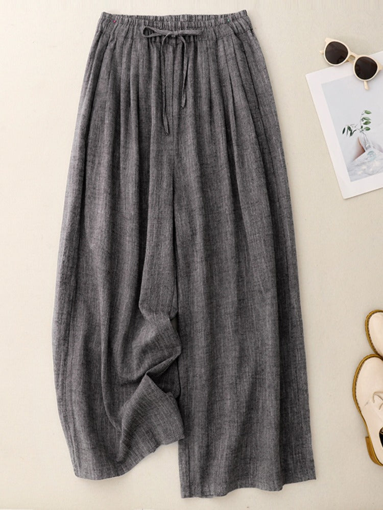 Babakud Spring Retro Linen Leisure Lace-Up Pants