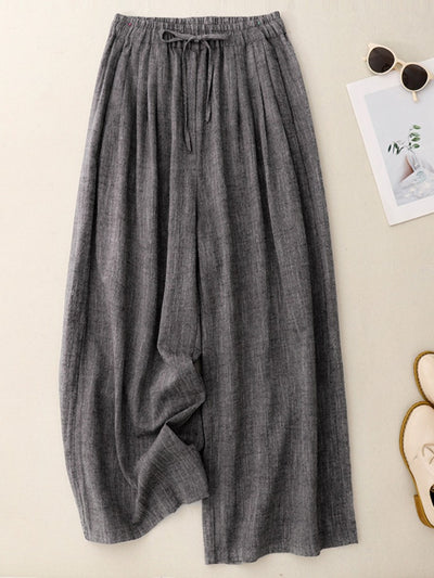 Babakud Spring Retro Linen Leisure Lace-Up Pants