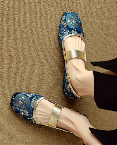 Women Ethnic Style Retro Handmade Embroidered Flat Ballet Shoes