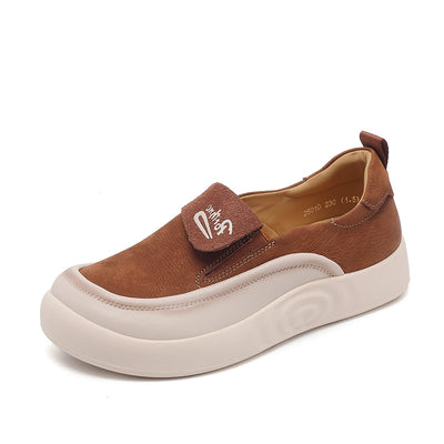 Women Casual Stylish Square Toe Suede Leather Shoes Slip-Ons