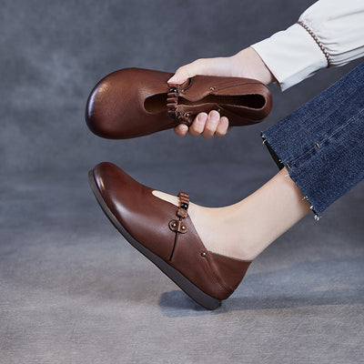 Babakud Women Spring Retro Style Round Toe Slip-On Shoes