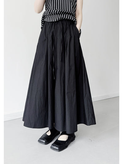 Women Summer Casual Cotton Elastic Waist A-Line Skirt