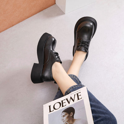 Babakud Retro Leather Elegant Platform Loafer Shoes