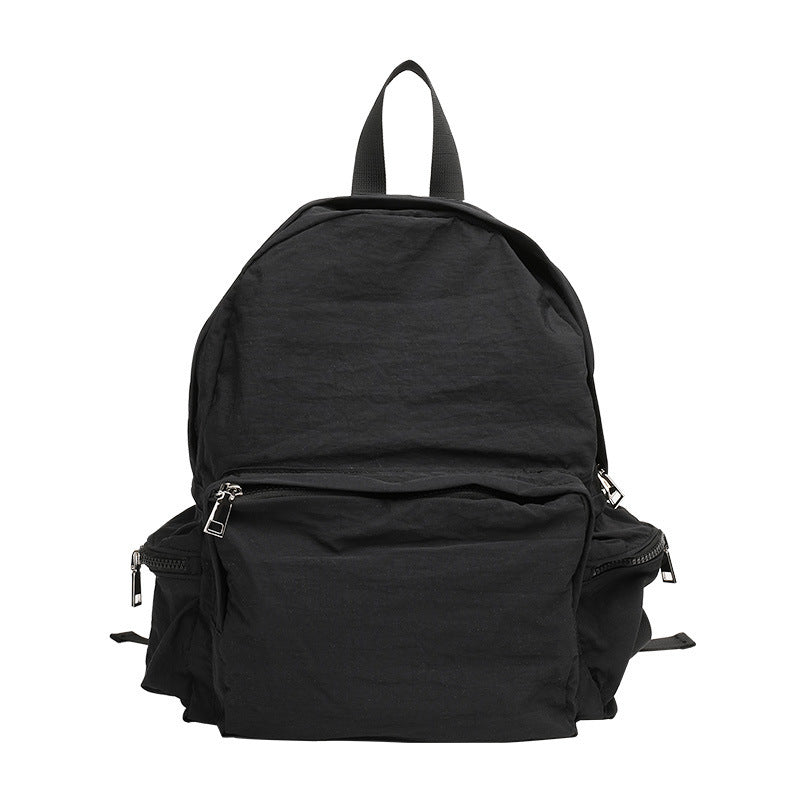 Retro Versatile Nylon Solid Color Double Straped Backpack