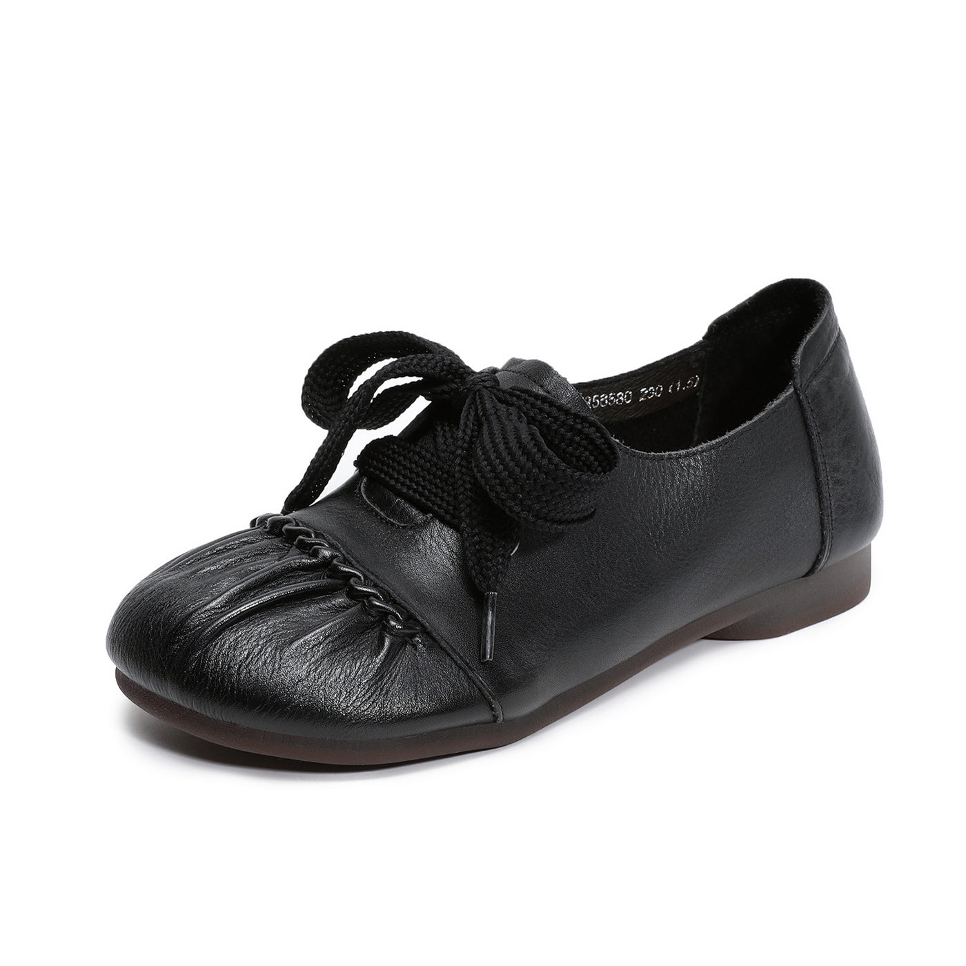 Women Retro Top Leather Closed Toe Lace-Up Flat Shoes