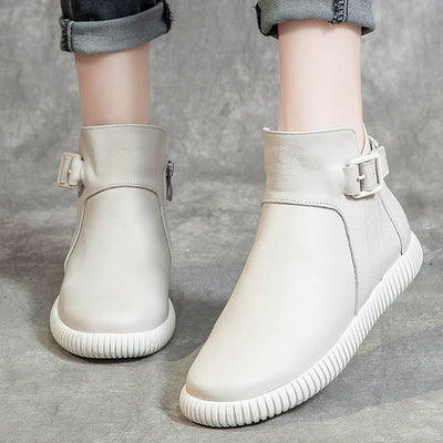 Women Autumn Genuine Leather Casual Versatile Soft Sole Boots