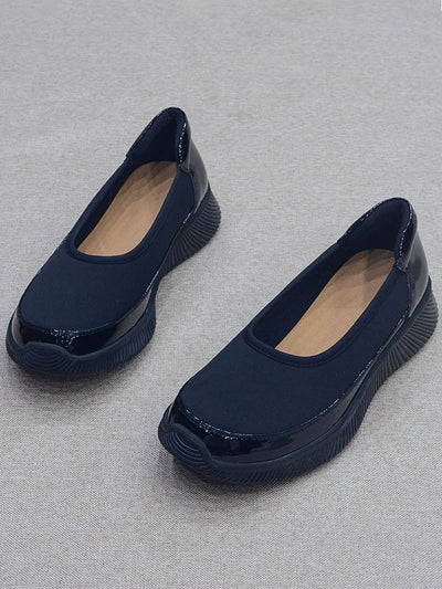 Women Casual Leather Cotton Patchwork Soft Slip-On Shoes
