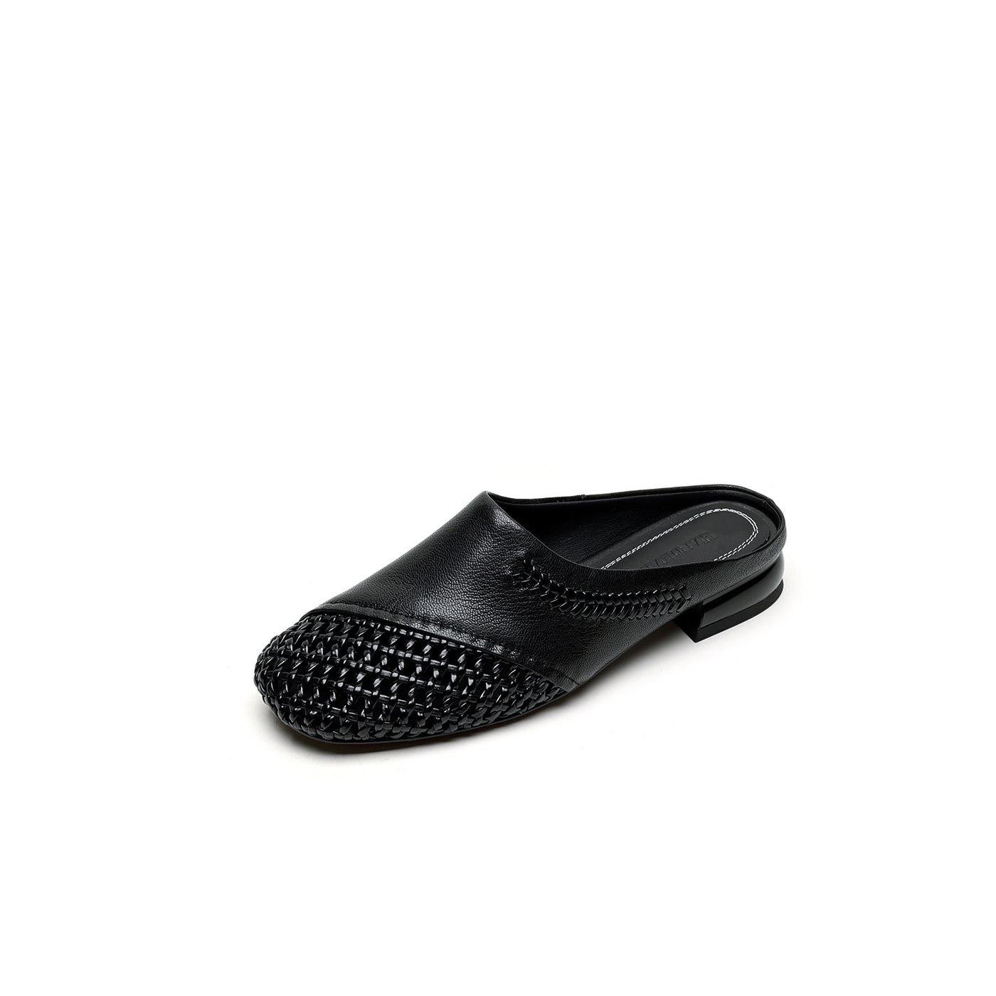 Women Casual Leather Woven Closed Toe Slip On Shoes