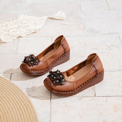 Babakud Women Spring Vintage Slip-On Leather Shoes