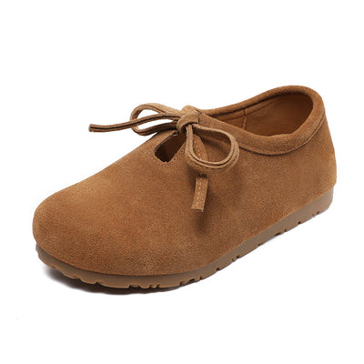 Women Lace Up Genuine Leather Suede Moccasins Casual Shoes