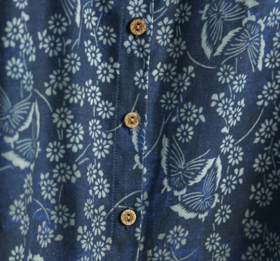 Women Retro Floral Long-Sleeved Casual Cotton Shirt