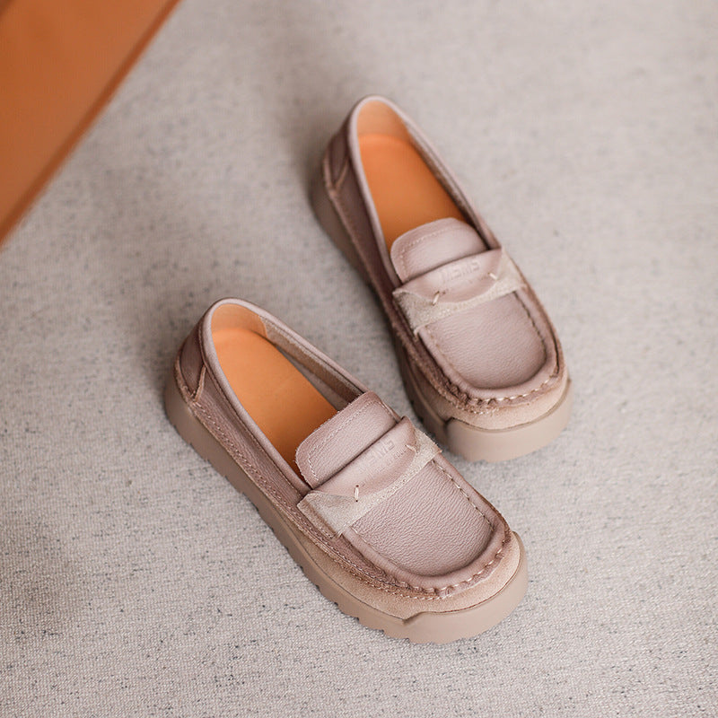 Retro Casual Platform Leather Slip-Ons for Women