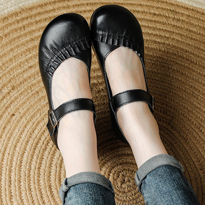 Babakud Retro Leather Soft Sole Round Closed Toe Sandals