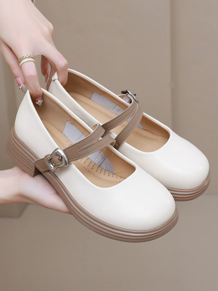 Babakud Sheepskin Leather Plus Size Shallow Single-Strap Sandals