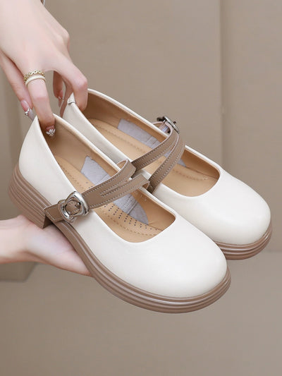 Babakud Sheepskin Leather Plus Size Shallow Single-Strap Sandals