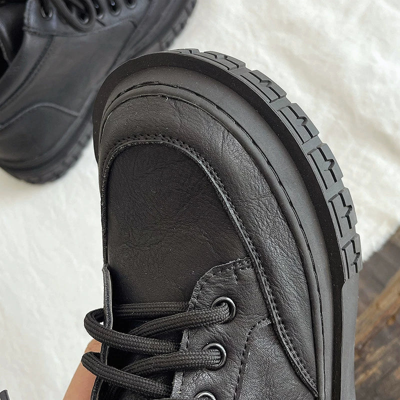 Babakud Women Vintage PU Casual Autumn Ankle Boots