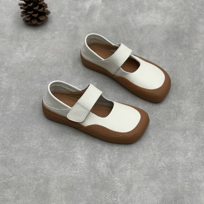 Color Block Square Toe Comfy One-Strap Walking Shoes for Women